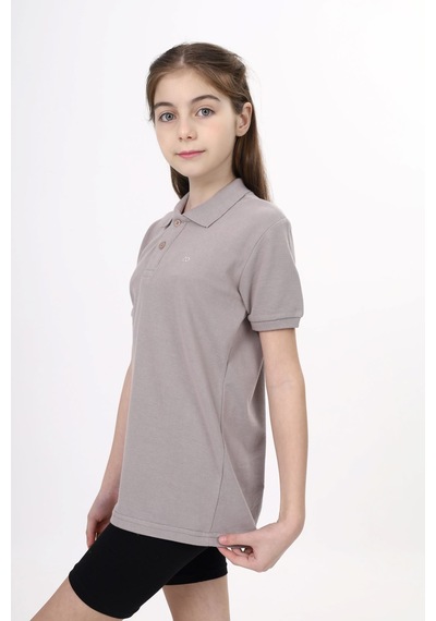 Toontoy Kids Toontoy Unisex Polo Yaka Düğmeli Uzun Kısa Tişört Kahverengi