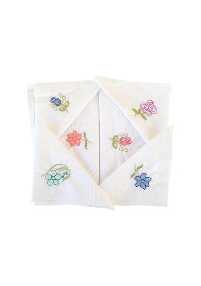 Elif Mira Hediyelik İşlemeli Bayan Mendili 6 Lı Paket 28x28 Cm 100 Pamuk Çok Renkli