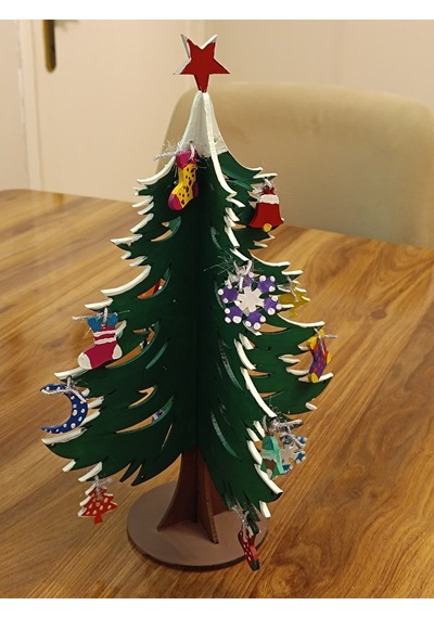 Ahşap Yılbaşı Ağacı Boyama Seti 28cm - Ahşap Süslü