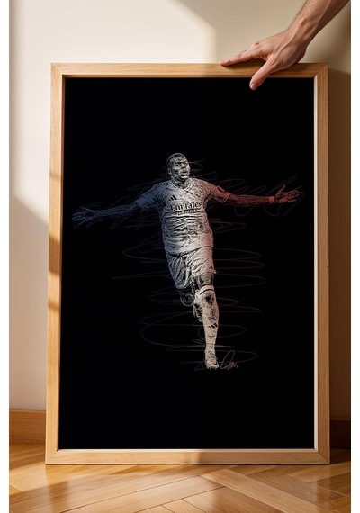 Kylian Mbappe Portre Futbol Çerçeveli Tablo - Estetik Poster