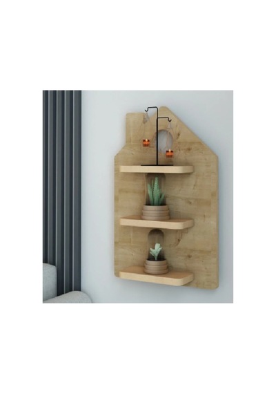 Ev Şeklinde Ahşap Dekoratif Duvar Rafı 51x33 Cm Kahverengi