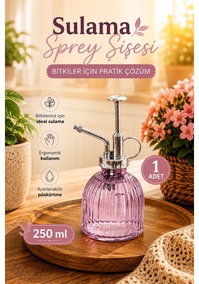 Perotti 15731 Mor Vintage Cam Bitki Sulama Şişesi Sprey Şişe