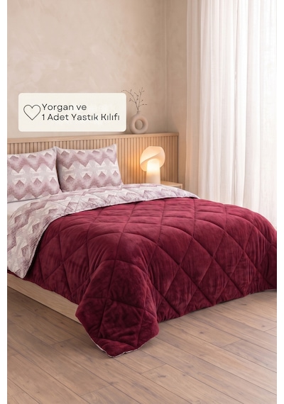Formeya Bordo Tek Kişilik Wellsoft Yorgan Yastık Kılıflı
