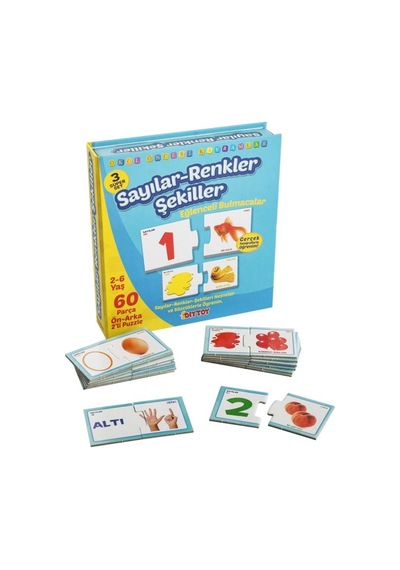 1444 Dıytoy, Eğlenceli Bulmacalar - Sayılar - Renkler - Şekiller / 2-6 Yaş