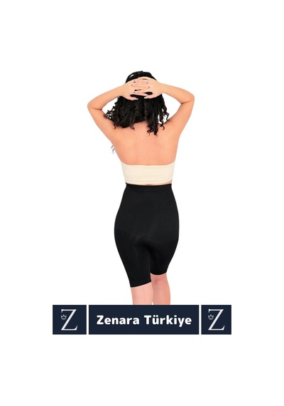 Özel Üretim Günlük İç Göstermez Vücut Şekillendiren Toparlayan Beden Küçülten Ağraflı Paçalı Korse Siyah