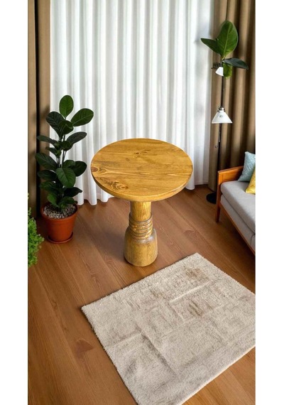 Simillo Tekli Masif Ahşap Mantar Sehpa Doğal Koyu Ceviz Renkli Yan Sehpa Modeli - Wooden Coffee Table Koyu Ceviz