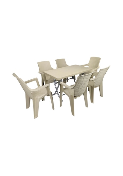 Mandella Zeugma 70x120 Katlanır Ayak 6 Kişilik Nibras Koltuk Masa Takımı Çölbeji Bej Mandella Zeugma 70x120 Katlanır Ayak 6 Kişilik Nibras Koltuk Masa Takımı Çölbeji Bej
