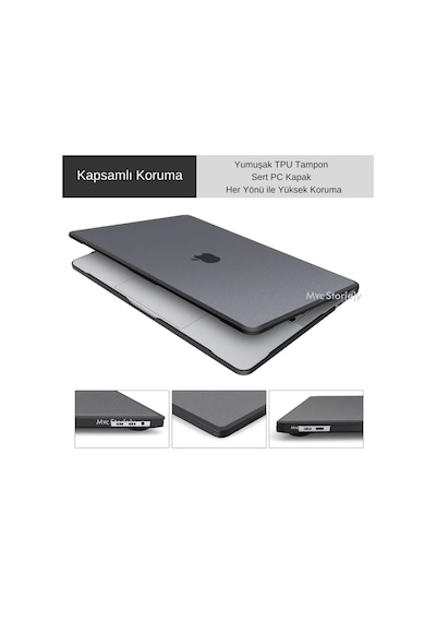 Apple Uyumlu MacBook Pro 13inç M1-m2, Tpu Outdoor A1706 A1708 A1989 A2159 A2251 A2289 A2338 İle Siyah