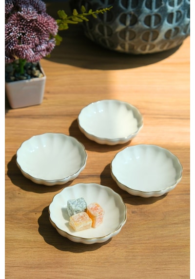 Kütahya Porselen Bone Luz Kase Altın File 4 Parça 8cm Bnlzf08kss220 Ekru