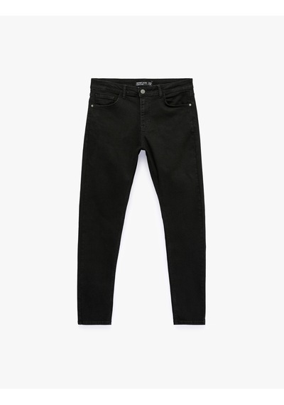 Koton Normal Bel Pamuklu Cepli Slim Fit Jean Pantolon - Brad Jean Siyah 7wam40251nd
