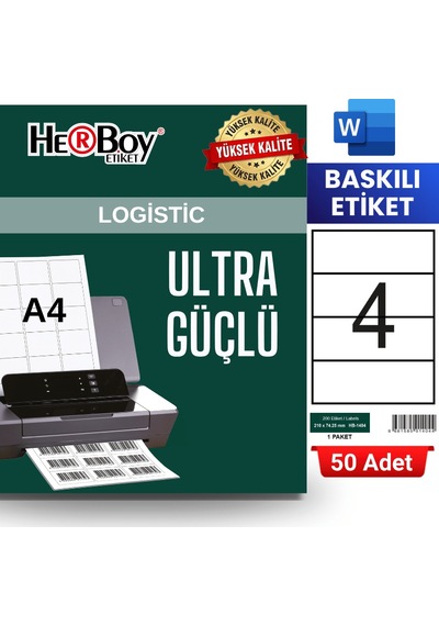 Herboy Hb-1404 210 X 74,25 Mm A4 Baskılı Laser Etiket 50 Adet