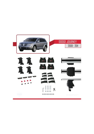 Dodge Journey 2008-2011 Arası İle Uyumlu Ace-4 Ara Atkı Tavan Barı Gri