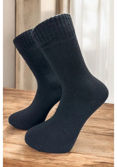 Tibo 4 Çift Erkek Kalın Kışlık Lambswool Yün Soket Çorap Siyah