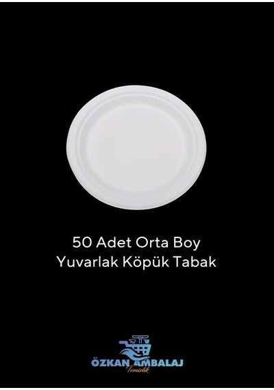 50 Adet Kullan At Orta Boy Yuvarlak Köpük Tabak