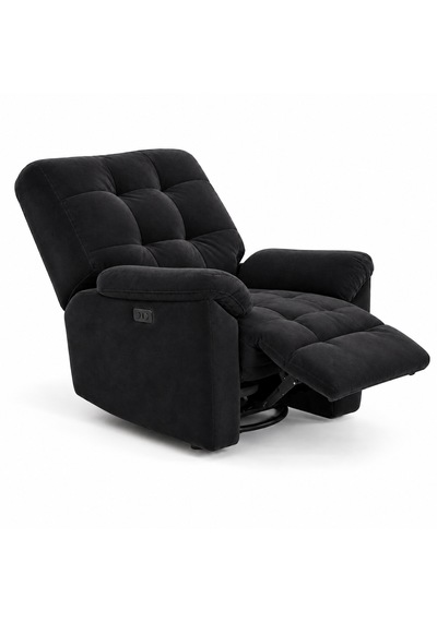 Smarto Relax Porto Masajlı Elektrikli Döner Sallanan Tv Koltuğu Kontrol Panelli Ergonomik Polyester Baba Koltuğu Siyah