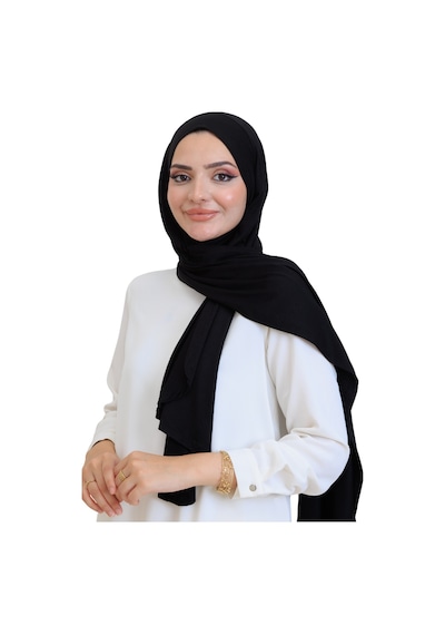 Modish Group Penye Boyun Kapamalı Şal Başörtü Hazır Giyim Turban Esnek Jersey Şal Siyah