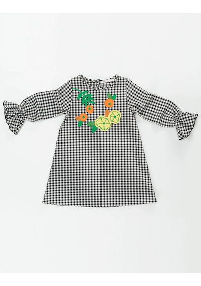 Floral Ekose Kız Çocuk Çiçekli Elbise