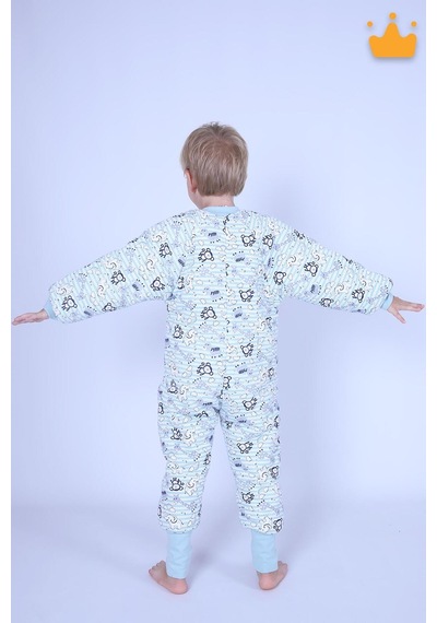 Babyhola 2.5 Tog Yorgan Gerektirmeyen Kalın Elyaf Dolgulu Çocuk Uyku Tulumu Pamuk Astarlı Unisex 6020 Yeşil