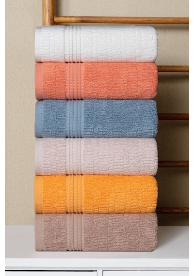 Aura El Havlu Seti 6 Lı Bambu Penye 50x90 Cm Emici, Yumuşak, Dayanıklı Havlu - Lüks - 1350 Gr Çok Renkli