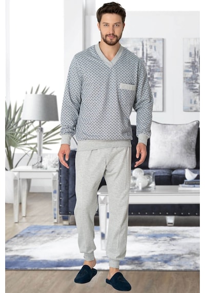 Mecit Pijama Mecit 2766 Gri Büyük Beden Erkek Pijama Takımı Gri