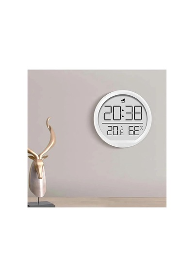 Dijital Lcd Yuvarlak Duvar Masa Saati Mıknatıslı Buzdolabı Saati, Alarm + Sıcaklık & Nem Gö Standart
