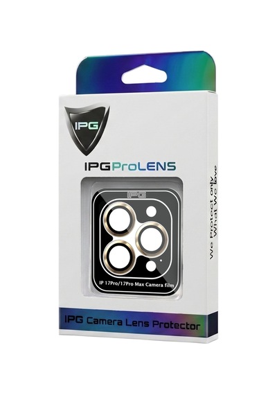 Apple iPhone Uyumlu 17 Pro / Apple iPhone Uyumlu 17 Pro Max İçin Ipg Prolens Kamera Lens Koruyucu Alüminyum Cd Çerçeveli, Kırılmaz Cam Altın