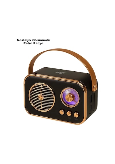Mey İthalat Vintage Bluetooth Radyo - Tf Kart Ve Fm Destekli Taşınabilir Nostaljik Model