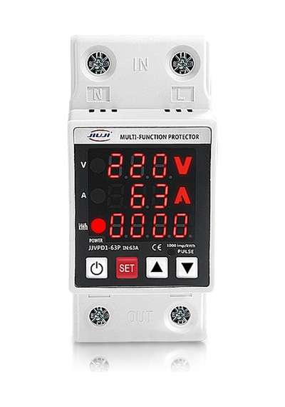 Jıujı Enerji Ölçerli Gerilim Ve Akım Koruma Rölesi Voltaj Ve Akım Koruyucu 63a