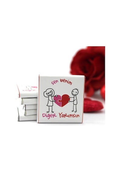 Dark Brown Sevgiliye Özel Mesajlı Hediyelik Çikolata 72 Adet