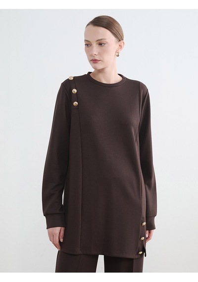 Lcw Everyday Kahverengi Soft Touch Kadın Sweatshirt Tunik
