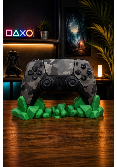 Oyun Kolu Standı Kristal Tasarımlı Masaüstü Gamepad Tutucu Dekoratif Controller Standı Yeşil