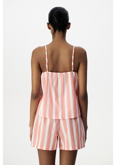 Penti Pembe Cozy Club Çizgili Pamuklu Atlet Pijama Üstü Pn27