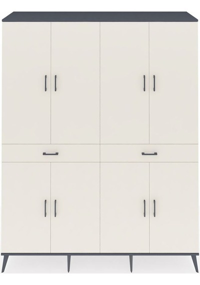Hyperion Gardrop 10 Raflı 2 Çekmeceli 8 Kapaklı 176x44x221 Antrasit-aytaşı Beyaz Hyperion Gardrop 10 Raflı 2 Çekmeceli 8 Kapaklı 176x44x221 Antrasit-aytaşı Beyaz