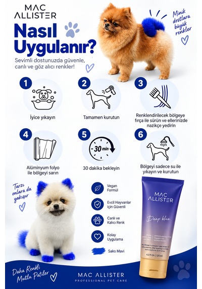 Mac Allister Kedi Köpek Tüy Boyası Saks Mavi Renkli 150 Ml