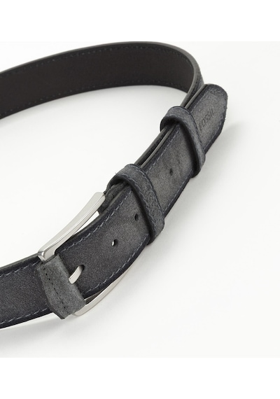 Fossil Hakiki Süet Deri 4 Cm Yarma Spor Kemer Gri Gri