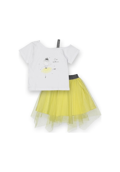 Novy Baby Tüllü Etek Düşük Omuzlu Tshirt Kız Çocuk 2'li Takım - 2-9 Yaş