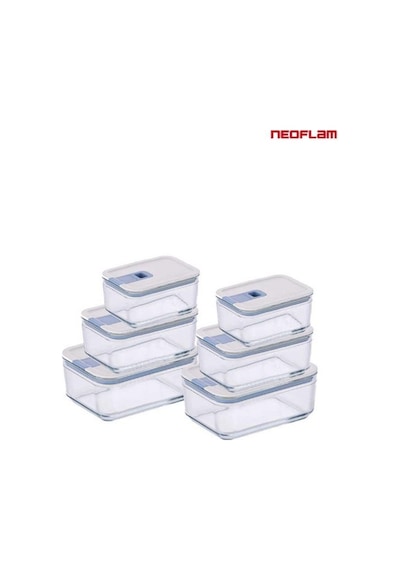 Neoflam Perfect Seal Dikdötgen 6 Parça Cam Saklama Kabı Seti Beyaz
