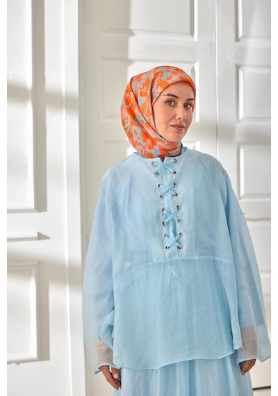 Silk Home Velora Eşarp 161001-21 Mavi, Turuncu, Yeşil