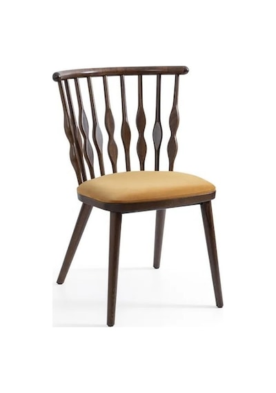Natura Retro Ahşap Sandalye Ceviz - Sarı