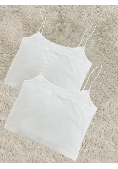 Kadın Pamuklu Crop Top Askılı Büstiyer 2 Adet
