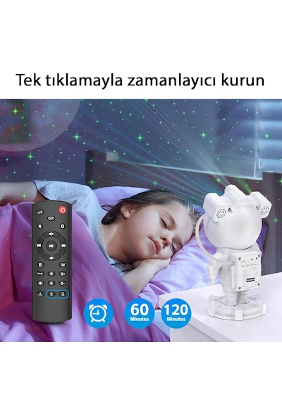 Apera MT60 Galaksi Projektörü Astronot Gece Lambası Bluetooth Hoparlör
