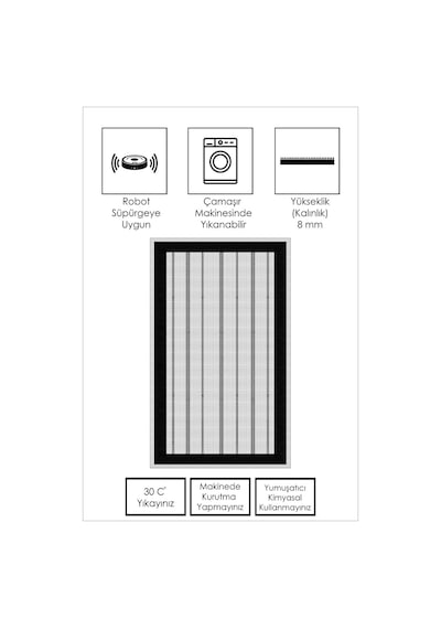 West Home Dijital Baskı Yıkanabilir Kaymaz Taban Salon Halısı Mutfak Halısı Yolluk Wh 477 White
