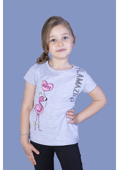 Toontoy Kids Toontoy Kız Çocuk Flamingo Desenli Taş İşlemeli Baskılı Tişört Gri Melanj Toontoy Kids Toontoy Kız Çocuk Flamingo Desenli Taş İşlemeli Baskılı Tişört Gri Melanj