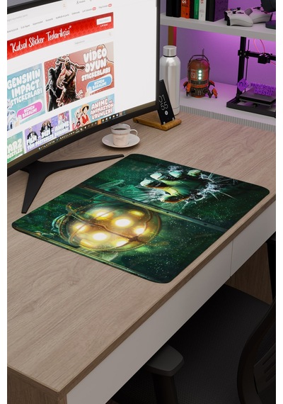 Bioshock Kaymaz Dikişli Kauçuk Oyuncu Mousepad V5 - 48x40 Xl Gaming Mouse Pad Fare Altlığı