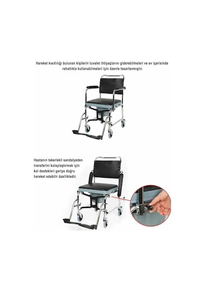 Medkimsan Klozetli Tekerlekli Sandalye | Tuvaletli Sandalye