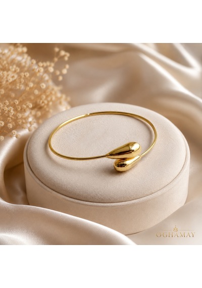 Kadın Gold Çelik Damla Uçlu Bileklik Kararmaz Paslanmaz Minimal Şık Kelepçe Bilezik Diğer