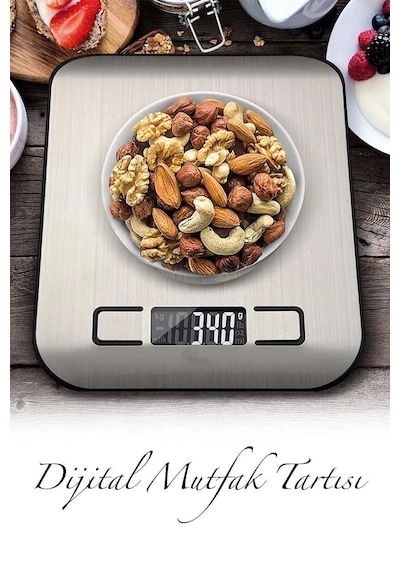 5kg Lüx Dijital Mutfak Terazisi 5kg 1 Gr Hassas Paslanmaz Çelik Pil Hediyeli Diğer