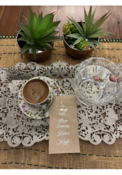 Gümüş Yaldızlı Kraft İftar Sonrası Kahve Keyfi Peçete 6x12 Cm