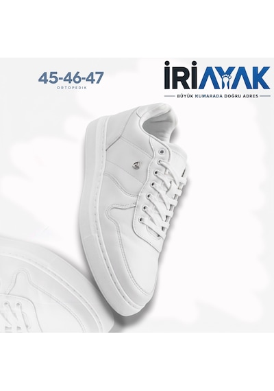 İriayak Erkek Büyük Numara Rahat Kalıp Erkek Günlük Ayakkabı 45-46-47 Beyaz İriayak Erkek Büyük Numara Rahat Kalıp Erkek Günlük Ayakkabı 45-46-47 Beyaz