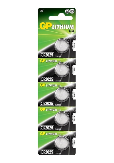 Batteries Cr2025 2025 Boy Lityum Düğme Pil, 3 Volt, 5'li Kart, Gri